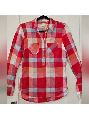 Merona Red Plaid Shirt Casual Chic Size S